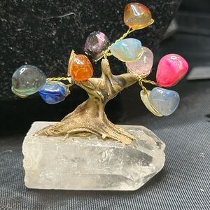 4” Chakra  Tree of life on quartz Crystal point  5.7” tall